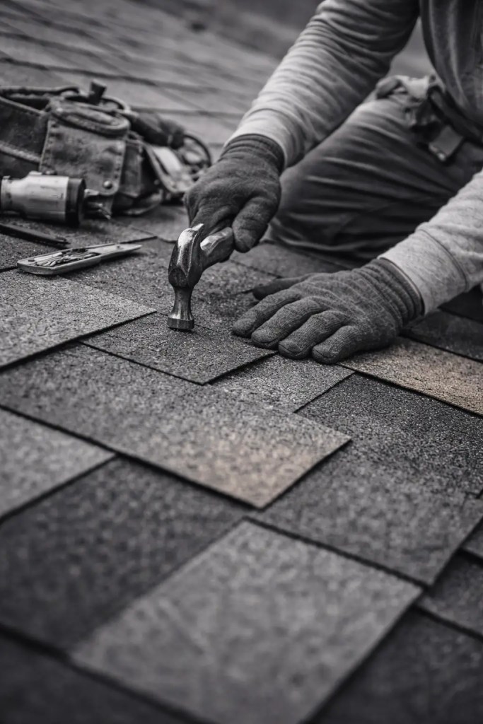 Roof repair work being carried out