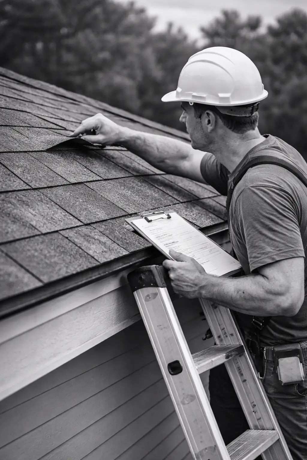 Roof inspection being performed